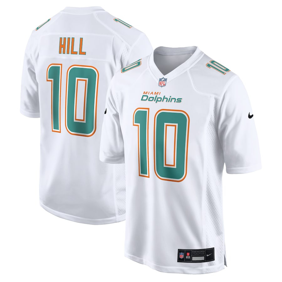 Tyreek Hill 10 Miami Dolphins Fashion Game Men Jersey - White JS2844 nicesnker
