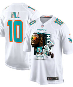 Tyreek Hill 10 Miami Dolphins Run Cheetah Run Game YOUTH Jersey - White JS7661 nicesnker