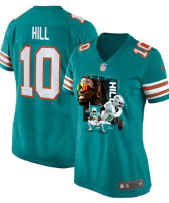 Tyreek Hill 10 Miami Dolphins Run Cheetah Run Women Alternate Game Jersey - Aqua JS1922 nicesnker