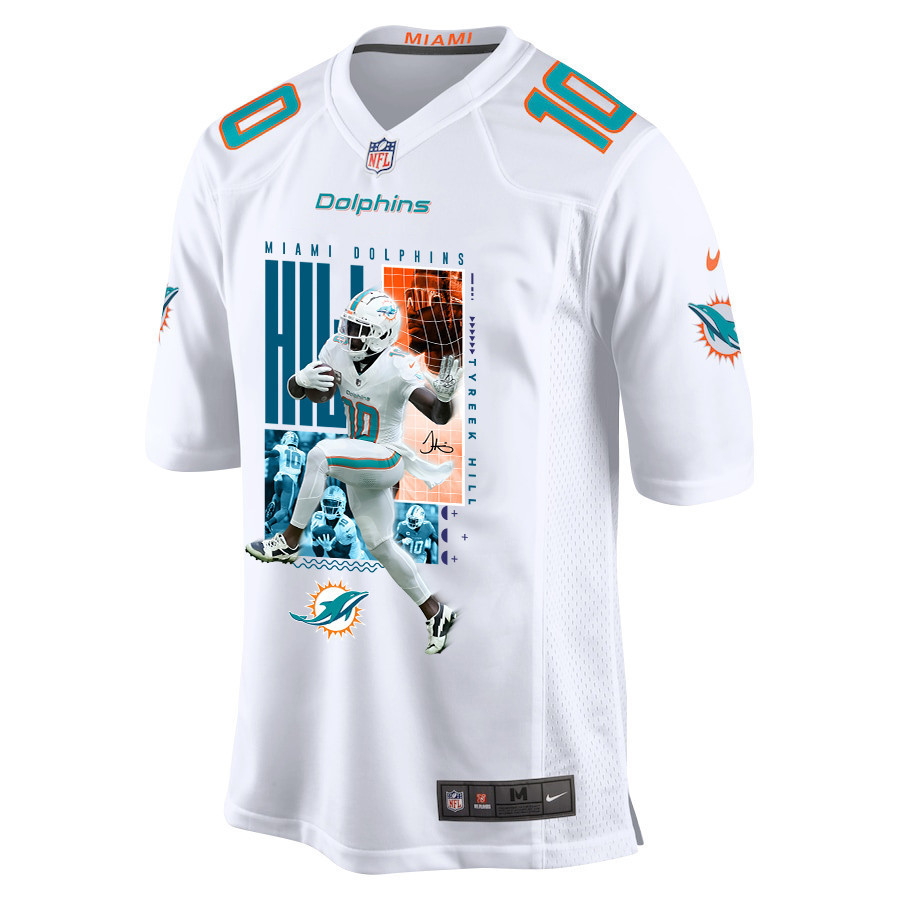 Tyreek Hill 10 Miami Dolphins The Cheetah Game Men Jersey - White JS6511 nicesnker - Image 2