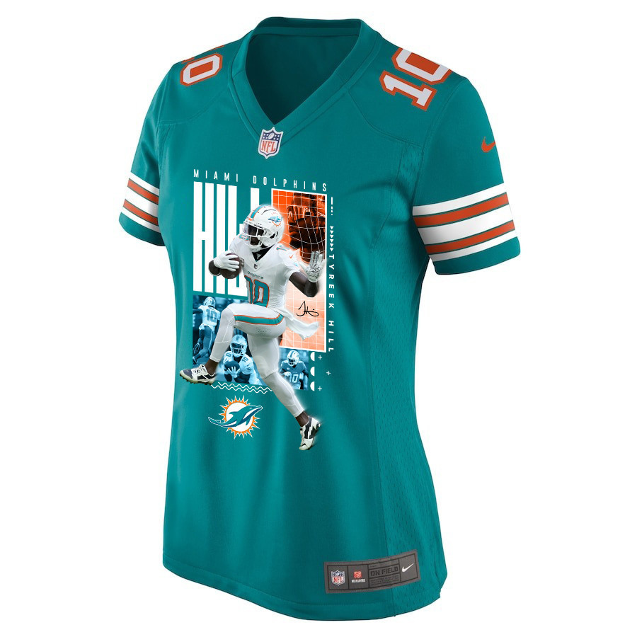 Tyreek Hill 10 Miami Dolphins The Cheetah Women Game Jersey - Aqua JS4738 nicesnker - Image 2