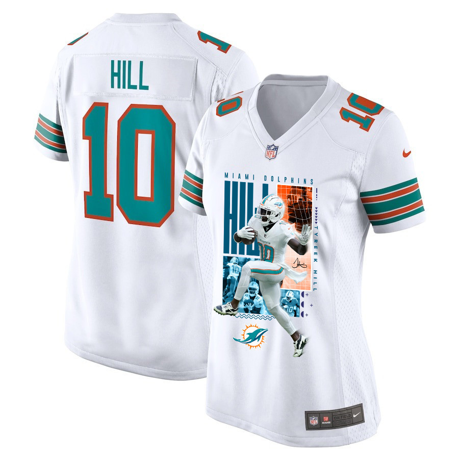 Tyreek Hill 10 Miami Dolphins The Cheetah Women Game Jersey - White JS8594 nicesnker