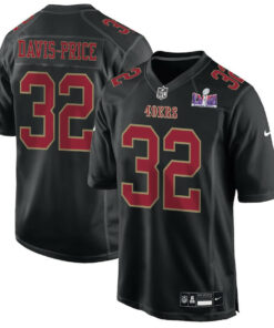 Tyrion Davis-Price 32 San Francisco 49ers Super Bowl LVIII Patch Fashion Game Men Jersey - Carbon Black JS3179 nicesnker