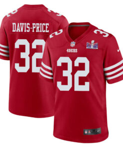 Tyrion Davis-Price 32 San Francisco 49ers Super Bowl LVIII Patch Game Men Jersey - Scarlet JS8243 nicesnker