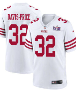Tyrion Davis-Price 32 San Francisco 49ers Super Bowl LVIII Patch Game Men Jersey - White JS2156 nicesnker