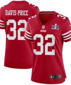 Tyrion Davis-Price 32 San Francisco 49ers Super Bowl LVIII Patch Game Women Jersey - Scarlet JS6161 nicesnker