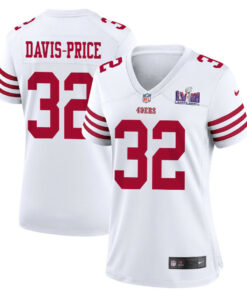 Tyrion Davis-Price 32 San Francisco 49ers Super Bowl LVIII Patch Game Women Jersey - White JS8163 nicesnker
