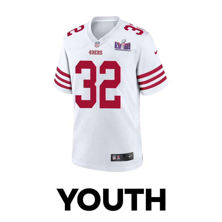 Tyrion Davis-Price 32 San Francisco 49ers Super Bowl LVIII Patch Game YOUTH Jersey - White JS5822 nicesnker - Image 2