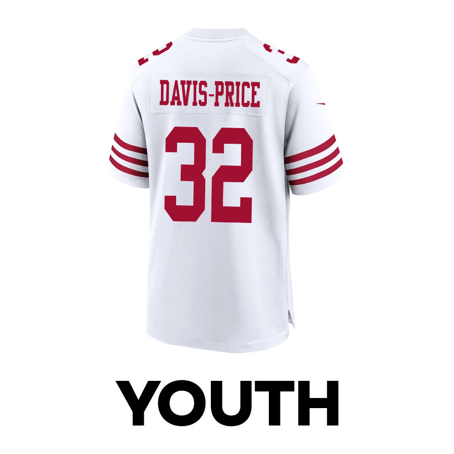 Tyrion Davis-Price 32 San Francisco 49ers Super Bowl LVIII Patch Game YOUTH Jersey - White JS5822 nicesnker - Image 3