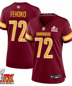 Viliami Fehoko Jr. #72 Washington Commanders Super Bowl LIX Women's Jersey - Burgundy JS6644 nicesnker