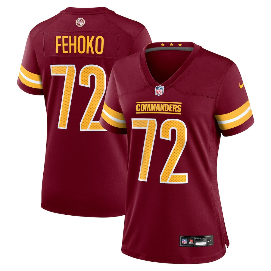 Viliami Fehoko Jr. 72 Washington Commanders Women's Team Game Jersey - Burgundy JS6218 nicesnker