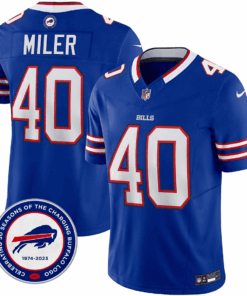 Von Miller 40 Buffalo Bills 50th Charging Logo Patch Game Men Jersey - Royal JS3257 nicesnker
