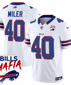 Von Miller 40 Buffalo Bills Bills Mafia Patch Game Men Jersey - White JS9373 nicesnker