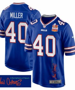 Von Miller 40 Buffalo Bills Super Bowl LIX Champions Patch 'New Orleans - A Symphony of Sport' EMBROIDERED Game Men Jersey - Royal JS2912 nicesnker