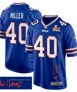 Von Miller 40 Buffalo Bills Super Bowl LIX 'New Orleans - Where Legends Are Made' EMBROIDERED Game Men Jersey - Royal JS5391 nicesnker
