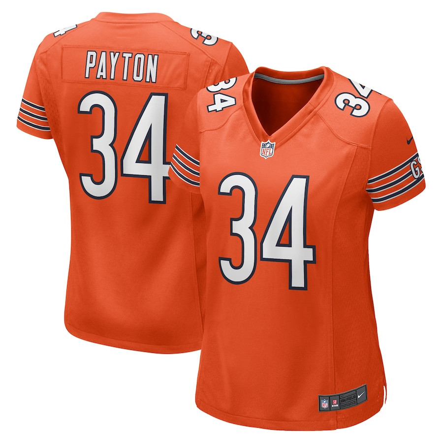 Walter Payton 34 Chicago Bears Women Retired Jersey - Orange JS1560 nicesnker