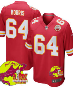 Wanya Morris 64 Kansas City Chiefs Super Bowl LIX New Orleans Patch Game Men Jersey - Red JS3139 nicesnker