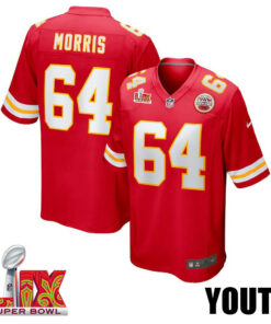 Wanya Morris #64 Kansas City Chiefs Super Bowl LIX YOUTH Jersey - Red JS9587 nicesnker