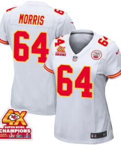 Wanya Morris 64 Kansas City Chiefs Super Bowl LVIII Champions 4X Game Women Jersey - White JS4756 nicesnker