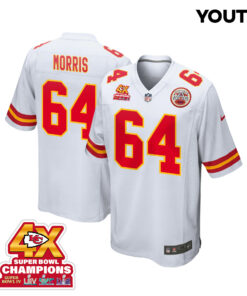 Wanya Morris 64 Kansas City Chiefs Super Bowl LVIII Champions 4X Game YOUTH Jersey - White JS3299 nicesnker