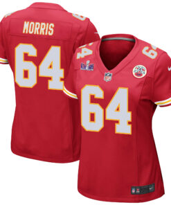 Wanya Morris 64 Kansas City Chiefs Super Bowl LVIII Patch Game Women Jersey - Red JS3998 nicesnker
