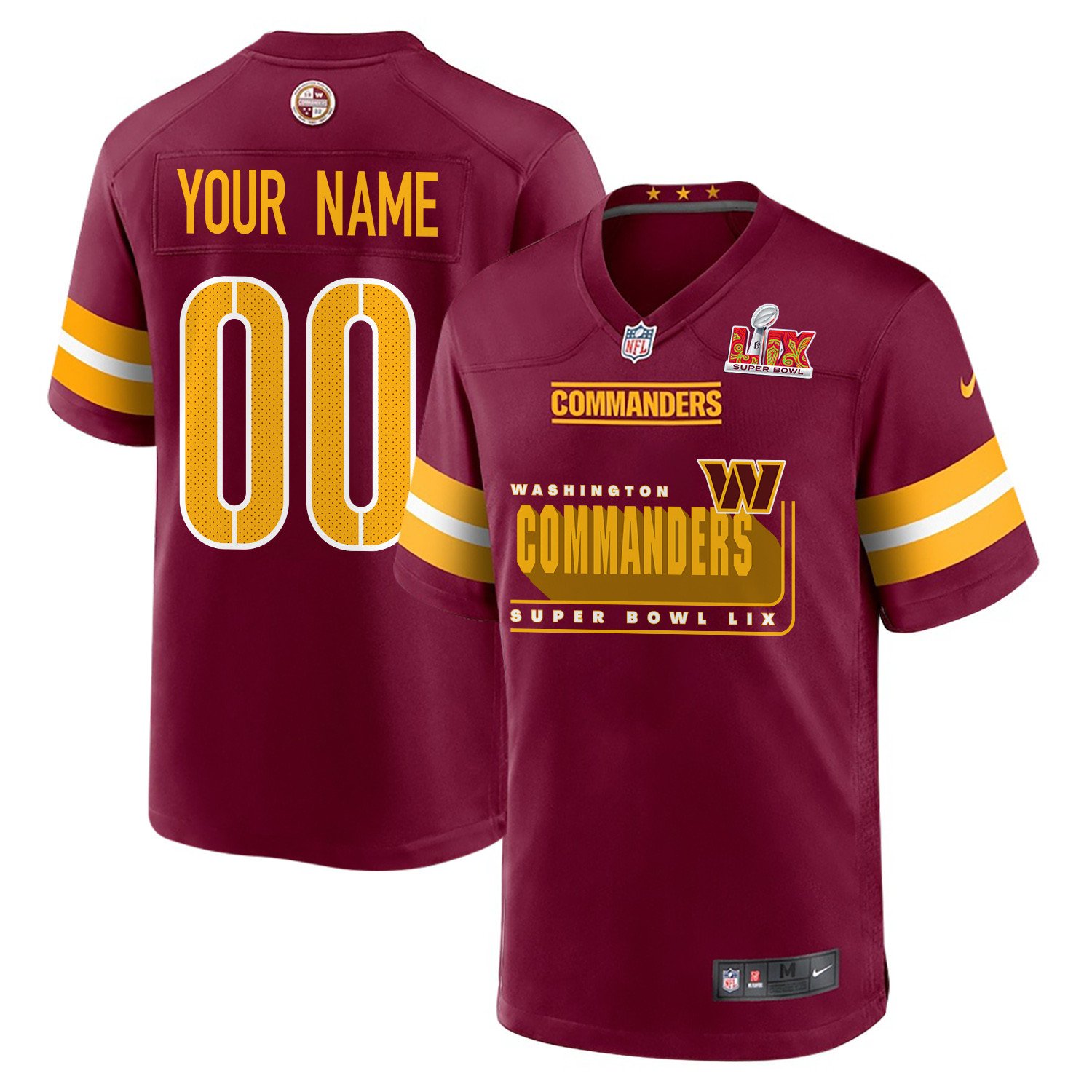 Washington Commanders Super Bowl LIX Champions Big Commanders Game Men Custom Jersey - Burgundy JS6804 nicesnker