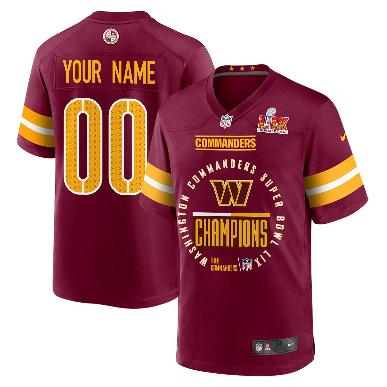 Washington Commanders Super Bowl LIX Champions Game Men Custom Jersey - Burgundy JS9067 nicesnker