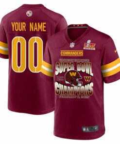 Washington Commanders Super Bowl LIX Champions Helmet Game Men Custom Jersey - Burgundy JS7125 nicesnker