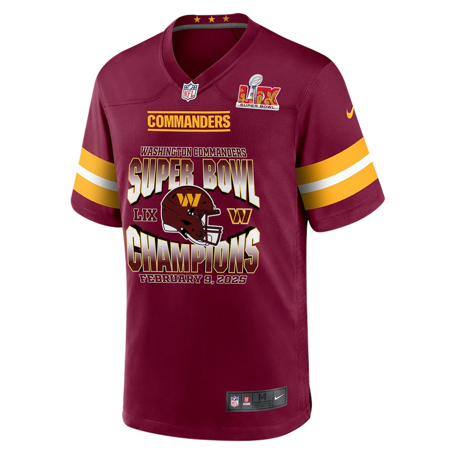Washington Commanders Super Bowl LIX Champions Helmet Game Men Custom Jersey - Burgundy JS7125 nicesnker - Image 2
