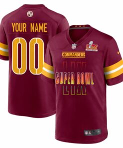 Washington Commanders Super Bowl LIX Game Men Custom Jersey - Burgundy JS3055 nicesnker
