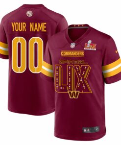 Washington Commanders Super Bowl LIX V2 Game Men Custom Jersey - Burgundy JS4649 nicesnker