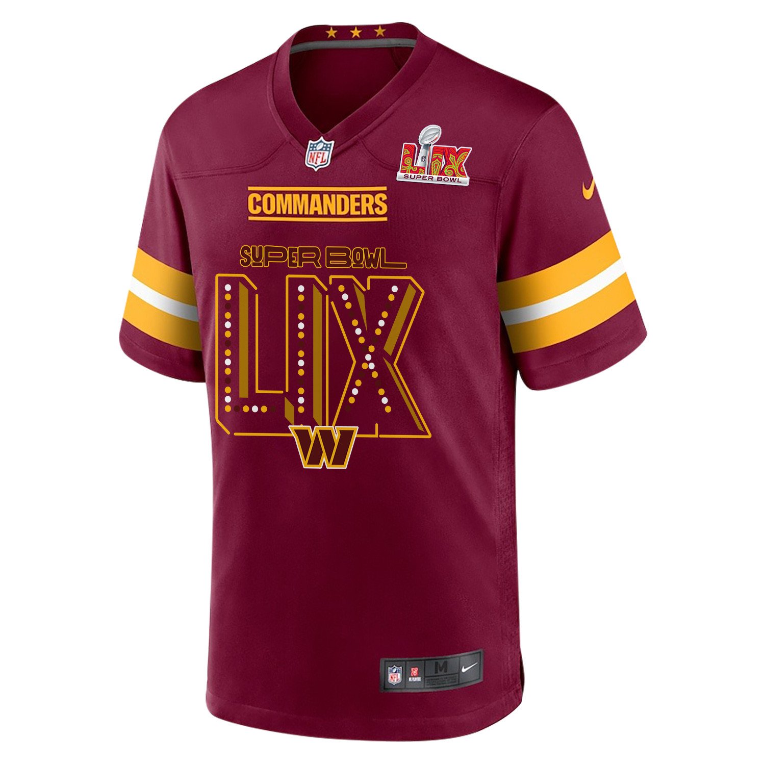 Washington Commanders Super Bowl LIX V2 Game Men Custom Jersey - Burgundy JS4649 nicesnker - Image 2
