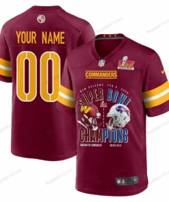 Washington Commanders Vs. Buffalo Bills Super Bowl LIX Game Men Custom Jersey - Burgundy JS4818 nicesnker