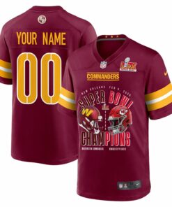 Washington Commanders Vs. Kansas City Chiefs Super Bowl LIX Game Men Custom Jersey - Burgundy JS3709 nicesnker