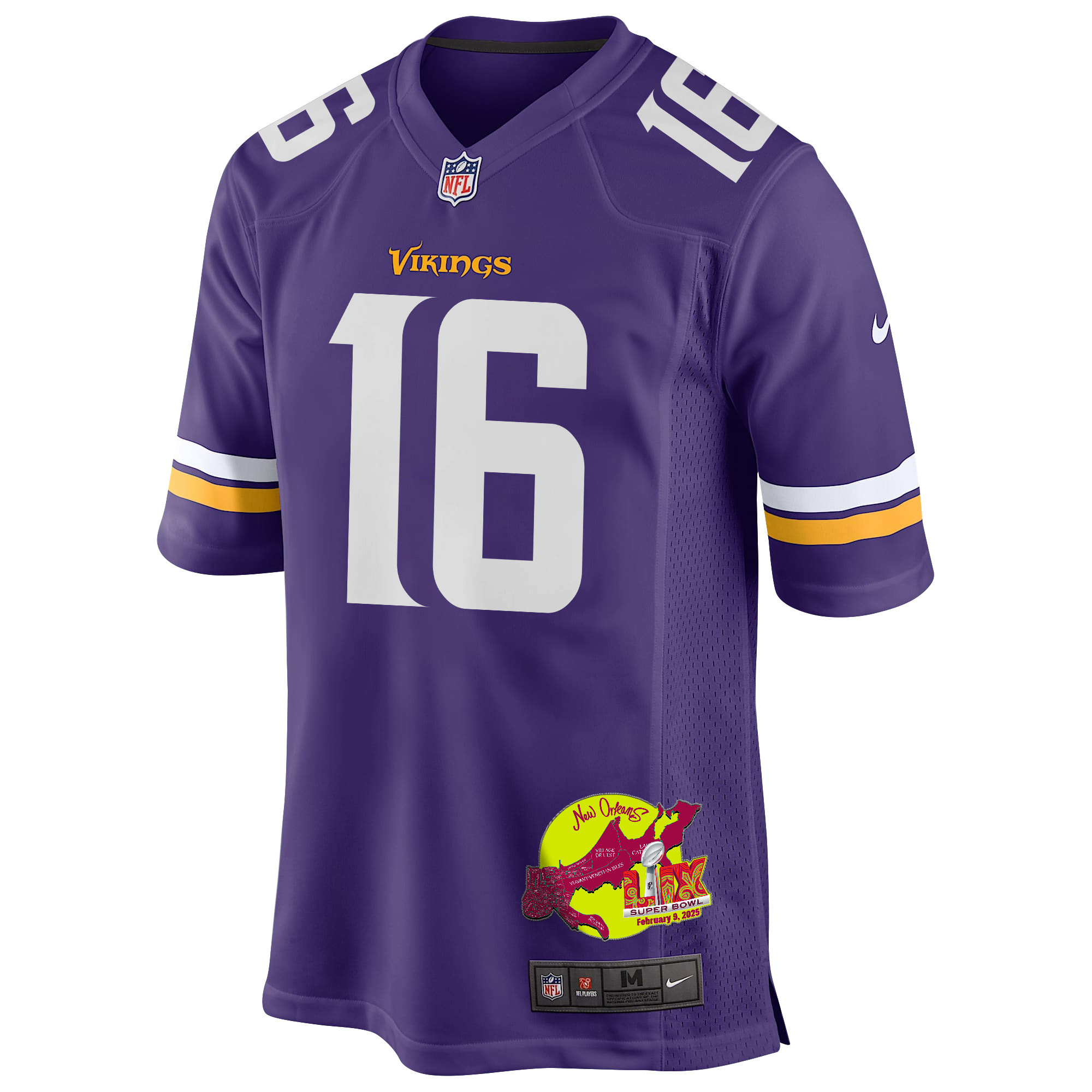 Will Reichard 16 Minnesota Vikings Super Bowl LIX New Orleans Patch Game Men Jersey - Purple JS2650 nicesnker - Image 3