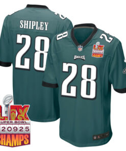 Will Shipley 28 Philadelphia Eagles Super Bowl LIX Champions Patch Game Men Jersey - Midnight Green JS2944 nicesnker