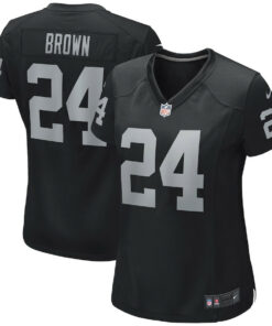 Willie Brown 24 Las Vegas Raiders Women Game Retired Jersey - Black JS2124 nicesnker