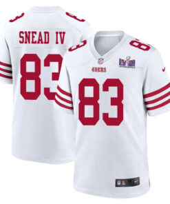 Willie Snead IV 83 San Francisco 49ers Super Bowl LVIII Patch Game Men Jersey - White JS1548 nicesnker