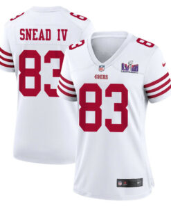 Willie Snead IV 83 San Francisco 49ers Super Bowl LVIII Patch Game Women Jersey - White JS6803 nicesnker