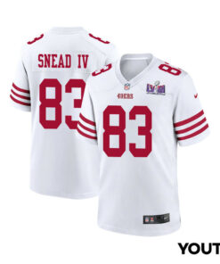 Willie Snead IV 83 San Francisco 49ers Super Bowl LVIII Patch Game YOUTH Jersey - White JS9951 nicesnker