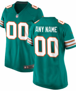 Women's Aqua Miami Dolphins Alternate Custom Game Jersey JS4408 nicesnker