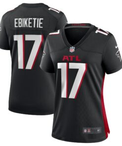 Women's Atlanta Falcons Arnold Ebiketie Black Team Game Jersey JS8500 nicesnker