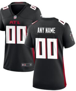 Women's Atlanta Falcons Black Custom Game Jersey JS7309 nicesnker