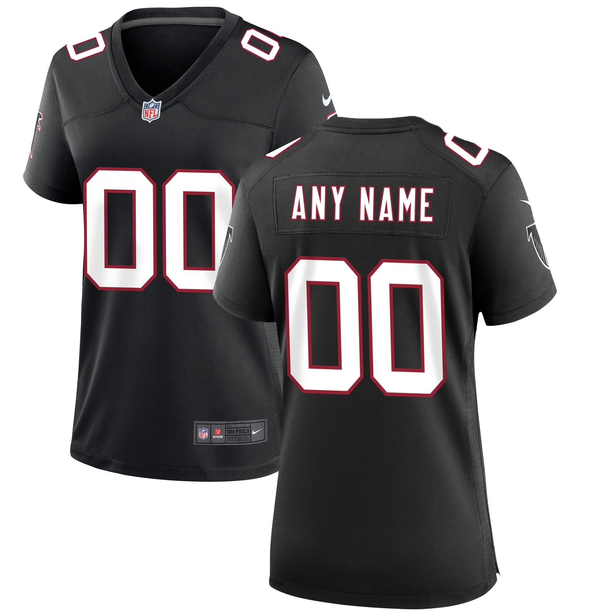 Women's Atlanta Falcons Black Throwback Custom Game Jersey JS1761 nicesnker