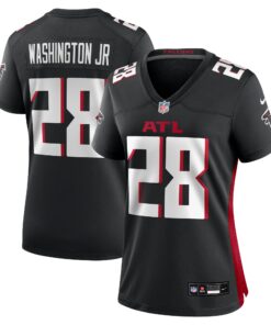 Women's Atlanta Falcons Carlos Washington Jr. Black Team Game Jersey JS7905 nicesnker