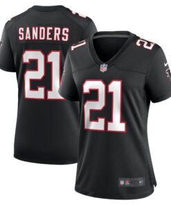 Women's Atlanta Falcons Deion Sanders Black Alternate Retired Player Game Jersey JS4068 nicesnker