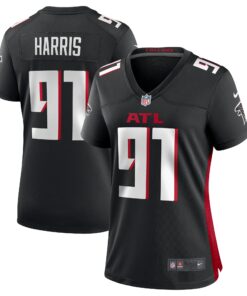 Women's Atlanta Falcons Demone Harris Black Game Jersey JS1239 nicesnker