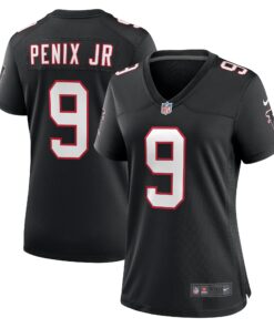 Women's Atlanta Falcons Michael Penix Jr. Black Throwback Game Jersey JS2265 nicesnker