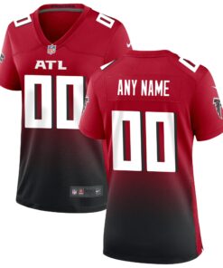 Women's Atlanta Falcons Red Alternate Custom Game Jersey JS5259 nicesnker