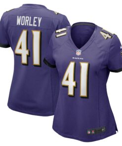 Women's Baltimore Ravens Daryl Worley Purple Game Player Jersey JS1873 nicesnker